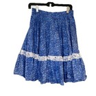 Square Up Dance Skirt Western Rockabilly Blue Floral Lace Rodeo Festival Small