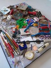 Huge 100  Pc Vintage Estate Junk Drawer Mix Jewelry Trinkets Collectibles Rare
