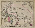 1882 Wells Map Oceania Australia New Zealand Hawaii East Indies South Pacific   