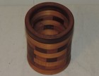 Vintage Hand-turned Segmented Wood Trinket Container hand-crafted 6  Tall