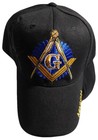 Mason Masonic Black   Black Shadow Dk Blue Emblem Adjustable Embroidered Cap Hat