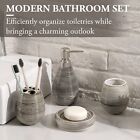 4 Pcs Dark Brown Ceramic Bathroom Accessories Set  Toothbrush Holder  Soap Dish