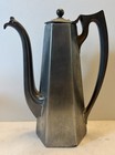 Pair Antique Reed   Barton Pewter Britannia Coffee Pots Hexagonal Art Nouveau 