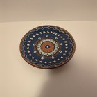 Handmade Romanian Horezu Pottery Plate     Blue Folk Art Wall Decor     8 5  Ceramic