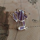 Green Tree Frog Gold Tone Vintage Brooch Amythyst Pin Animal Lovers Collectible