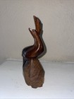 Vintage Ironwood Quail Sculpture On Carved Wood Block 