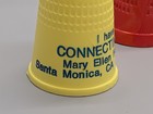 Vintage Advertising Sewing Thimble Lot Pfaff Mary Ellen Hopkins Santa Monica 3pc