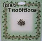 Irish Shamrock Pin  Silvertone Finish  On Card  Made In The Usa