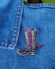 Pretty Cowgirl Boot Magnetic Brooch   Western Pin  Hat Jewelry  Western Jewelry 