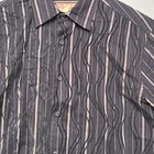 R-vintage Mens Black Western Striped Long Sleeve Button Up Shirt Size Large