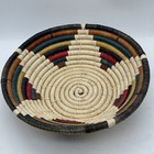 Vintage Hand Woven Straw Coil Basket Bowl Boho Star Multi Colored 10   