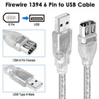 Firewire To Usb Adapter Cable 6-pin Ieee 1394 Female To Usb 2 0 Male Converter C