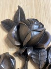Vintage Mcm Syroco Wall Hanging Decor Large Roses  Dark Brown   15    X 9   