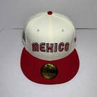 New Era 59fifty Fitted Hat Mexico Script Logo White Red Men   s Cap Size 7 3 8