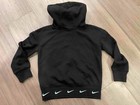 New Nike Sportswear Fleece Logo Hoodie Kids Girls Black 38g266-023 Sz 5