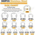380pcs Stainless Steel E-clip Circlip Kit External Retaining Ring Set 14 Sizes