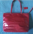 Coach Signature Patent Leather Red Tote Bag Zip Top Medium F15142 With Tags