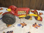 Vintage Antique Louis Marx   Co 1950s Tin Toy Tractor With Loader 