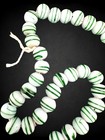 Vintage Czech Lampwork Glass Trade Beads Pale Blue Green Striped 13x15mm 28  