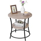 2 Tier Round End Table With Metal Frame Indoor Side Table Accent Table Natural