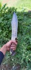 Ustom Hand Made Damascus Steel Bowie Knife Wood Handle