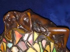 E  Thomasson Bronze   Stained Glass Art Nouveau Lamp - Greek Nymph Daphne