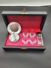 Vintage Portable Communion Set Travel Kit 4 Glass Cups Aluminum Paten Case