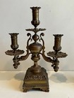 Pair Of Antique Rare French Heavy Bronze Candelabra Candlesticks  15 1 2  Tall