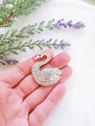  w  Vintage Swan Bird Crystal Baguette Rhinestone Gold Tone Majestic Brooch Pin 