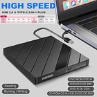 External Usb 3 0   Usb-c Dvd Cd Rw Drive Burner Reader For Laptop Pc Mac