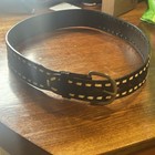 Black Genuine Leather Western Style Belt White Stitching Size 34