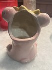 Pink Bear With Flowers Ceramic Planter Vase Frisco Co Vintage Nursery Decor 