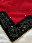 Red Cotton Velvet Gold Embellished Fancy Tree Skirt 45  Tassels Star Shaped