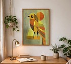 Original Art Mid Century Modern Painting Geometric Abstract Wall Art Decor 12x16