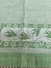 Vintage Linen Tea Towel Birds Flowers Crochet Edge 30x18 Kitchen Bath