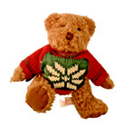 Russ Berrie Christmas Sweater Teddy Bear 5  Brown Seated Vintage Plush Snowflake