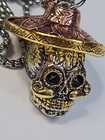 Sugar Skull Pendant Necklace Day Of The Dead Dia De Muertos Gold   Silver Colors