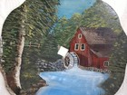 Vtg Oil Enamel Hand Paint 16  Circular Saw Blade Apple Cider Mill Painting