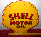 Vintage  shell Motor Oil  12  Porcelain Metal Gasoline Red Back Advertising Sign