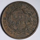 1833 Classic Head Half Cent Au   E110 Kqcmt
