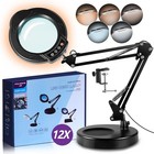 12x Magnifying Glass With Light And Stand  5 Color Modes 10 Stepless Dimmable   