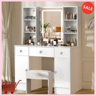 Large Makeup Vanity Table Set With Led Lighted Mirror   3 Drawers Dressing Table