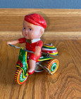 Vintage Ringing Tricycle Boy On Bike Wind Up Tin Toy With Box Ps 013 Works Video