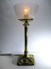 Art Noveau Vintage Table Lamp With Beautiful Etched Glass Antique Shade