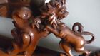 Antique French Walnut Wood Carved  Pediment With Lion