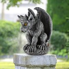 Large Winged Gargoyle Statue With Solar Lights Outdoor Decor  Sitting Gargoyle