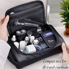 Small Black Slim Travel Toiletry Bag For Men Pu Leather Dopp Kit Organizer