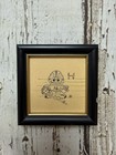 Vtg Football Players Playing Football Hand Drawn Pen Art Framed Print - Lot Of 2