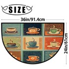 Half Round Door Mat Indoor Entrance Colorful Coffee Cup Grid Washable Half Ci   