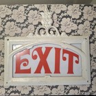Vintage White-painted Cast Metal  exit  Sign